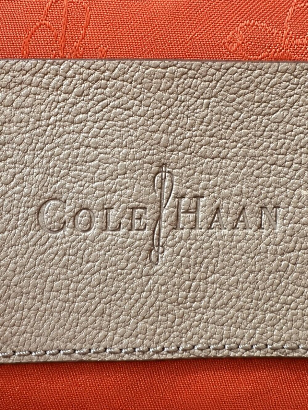 Cole Haan Pebbled Leather Satchel Tote Taupe/Greige Leather Gold Hardware Tassel - Picture 6 of 7